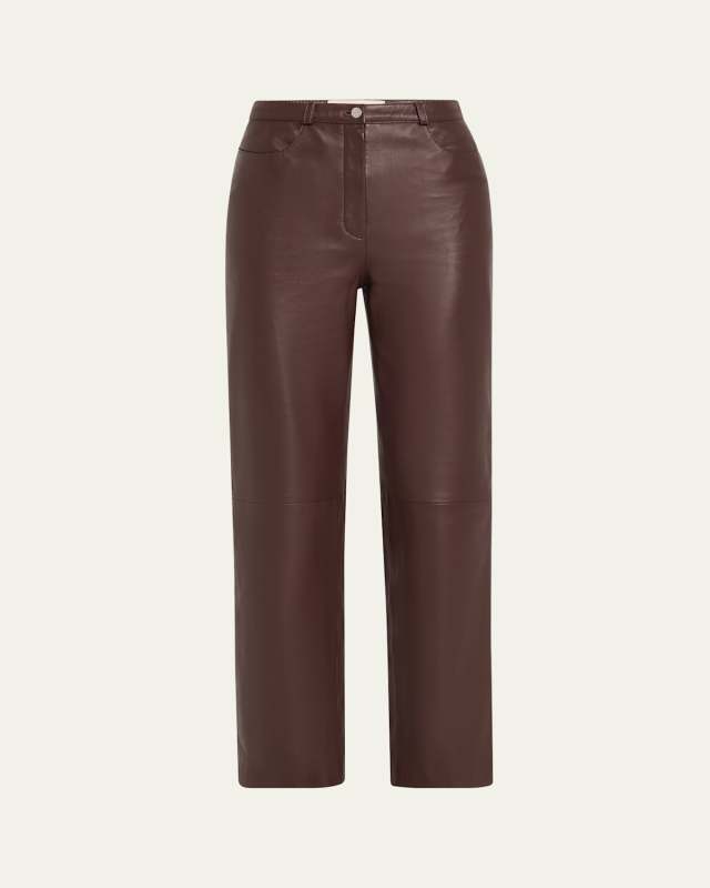 Cobe Leather Straight-Leg Pants